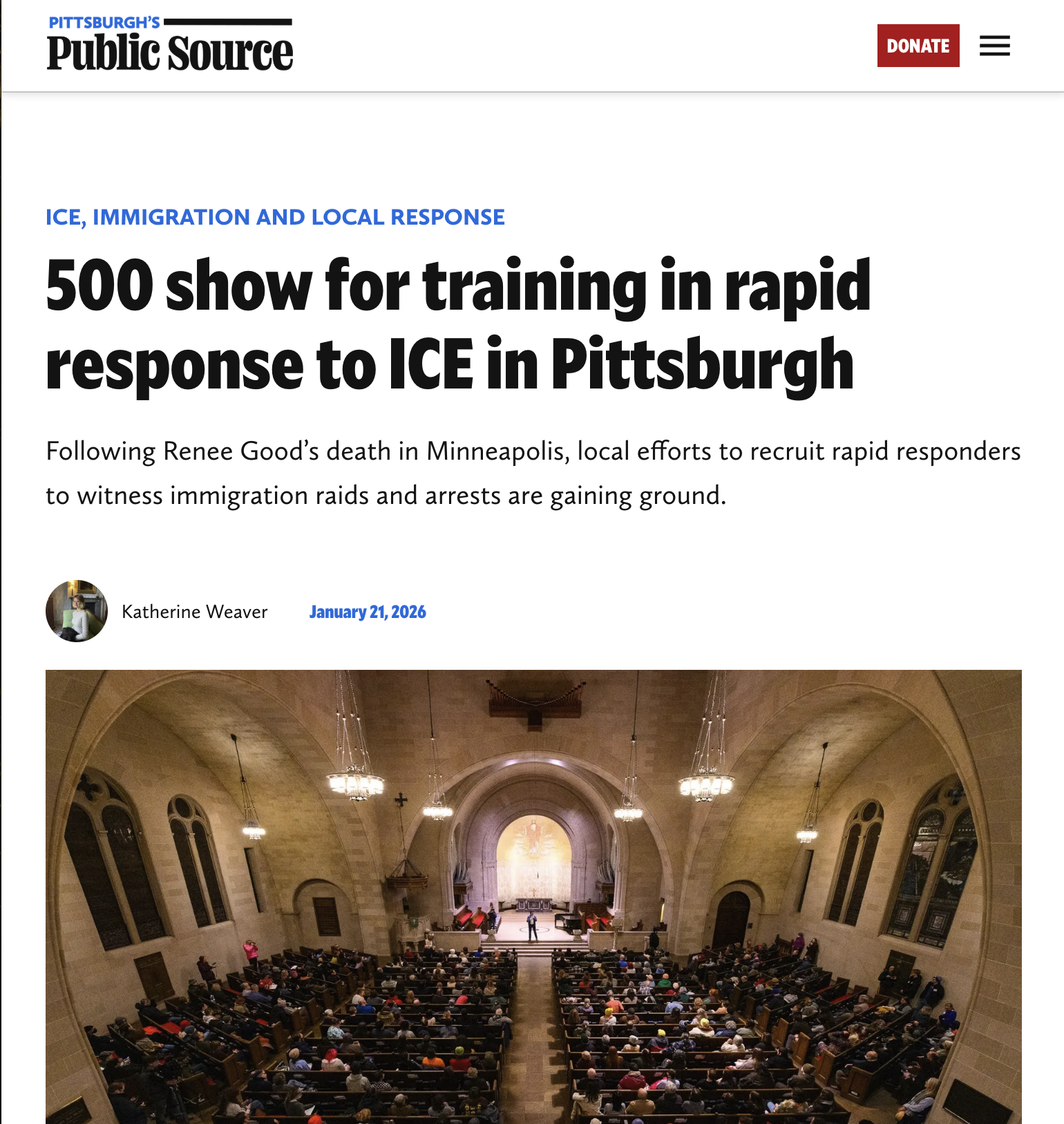 Featured image for “Frontline Dignity Featured On Pittsburgh’s Public Source: 500 show for training in rapid response to ICE in Pittsburgh”