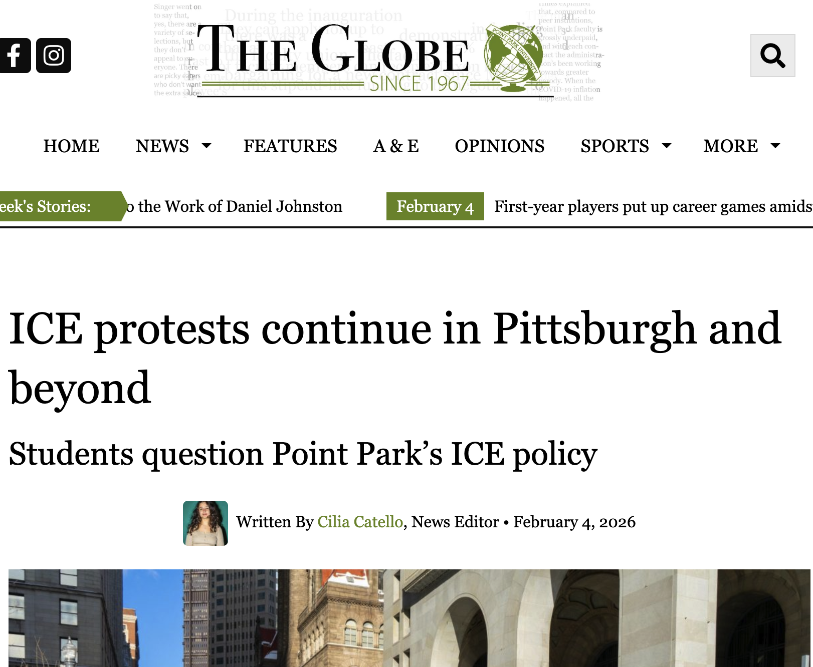 Featured image for “Frontline Dignity Featured In The Point Park Globe: ICE protests continue in Pittsburgh and beyond”