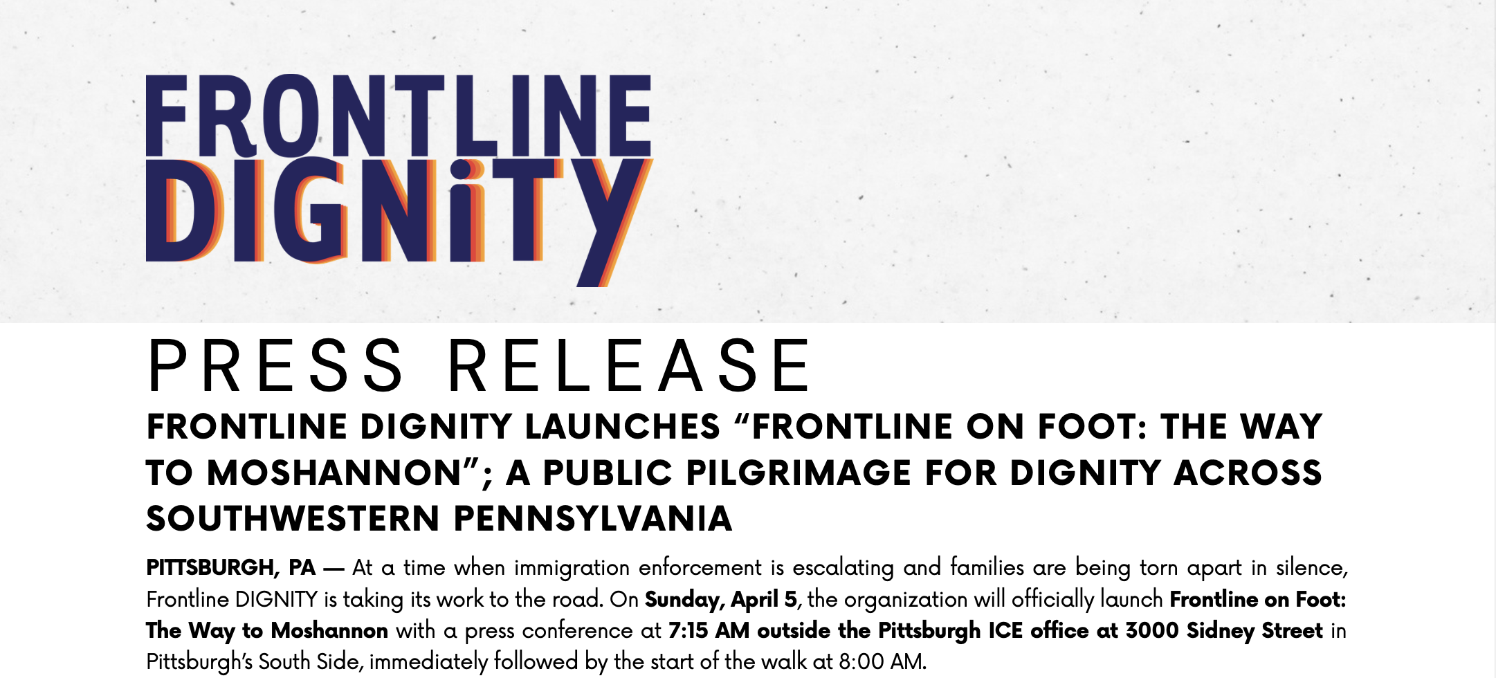 Featured image for “FRONTLINE DIGNITY LAUNCHES “FRONTLINE ON FOOT: THE WAY TO MOSHANNON” ; A PUBLIC PILGRIMAGE FOR DIGNITY ACROSS SOUTHWESTERN PENNSYLVANIA (PRESS RELEASE)”